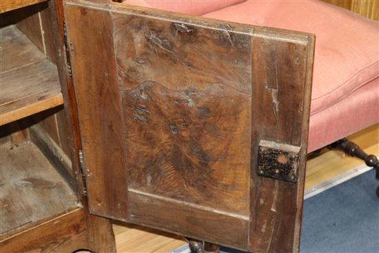 A 19th century French oak and fruitwood dresser base, W.4ft 4in. D.1ft 11in. H.3ft 1in.